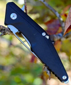 Brous blades Division linerlock, 4.5" Stonewash Plain Blade, Black Polymer Handle -Knifeworks Sales Store 005s.3 15591.1566586105