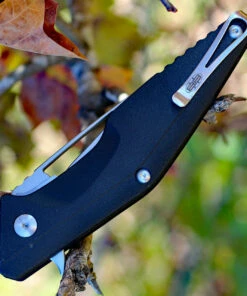 Brous blades Division linerlock, 4.5" Stonewash Plain Blade, Black Polymer Handle -Knifeworks Sales Store 005s.4 67856.1566586106