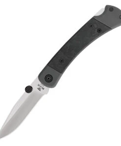 Buck Knives Buck 110 Folding Hunter 0110CFSLE1- 2021 Legacy Collection, 3.75" S45VN Cerakote Coated Plain Blade, Marble Carbon Fiber w/Gray Aluminum Handle