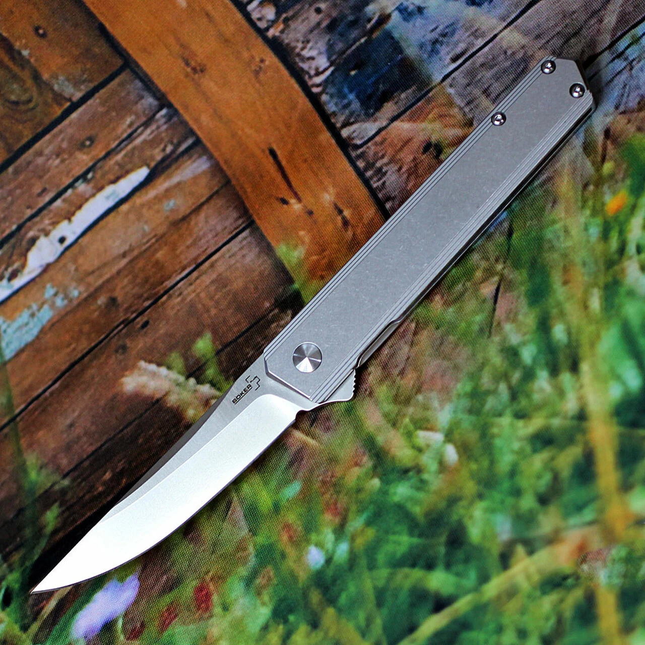 Boker Plus Kwaiken Flipper Frame Lock 01BO269, 3.50" D2 Plain Blade, Stainless Steel Handle 1 Boker Plus Kwaiken Flipper Frame Lock 01BO269, 3.50" D2 Plain Blade, Stainless Steel Handle