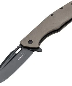 Boker Plus 01BO759 Caracal, 3.4" D2 Plain Black Blade, Khaki G-10 Handle