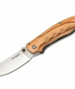Boker Magnum 01MB700 Pakka Hunter, 3.7" 440 Plain Blade, Pakka Wood Handle