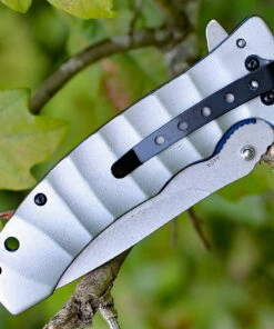 Boker Magnum 01RY199 Blue Drop, 3.7" 440A Plain Blade, Gray Aluminium Handle -Knifeworks Sales Store 01ry199.jpg.1 71505.1566585983