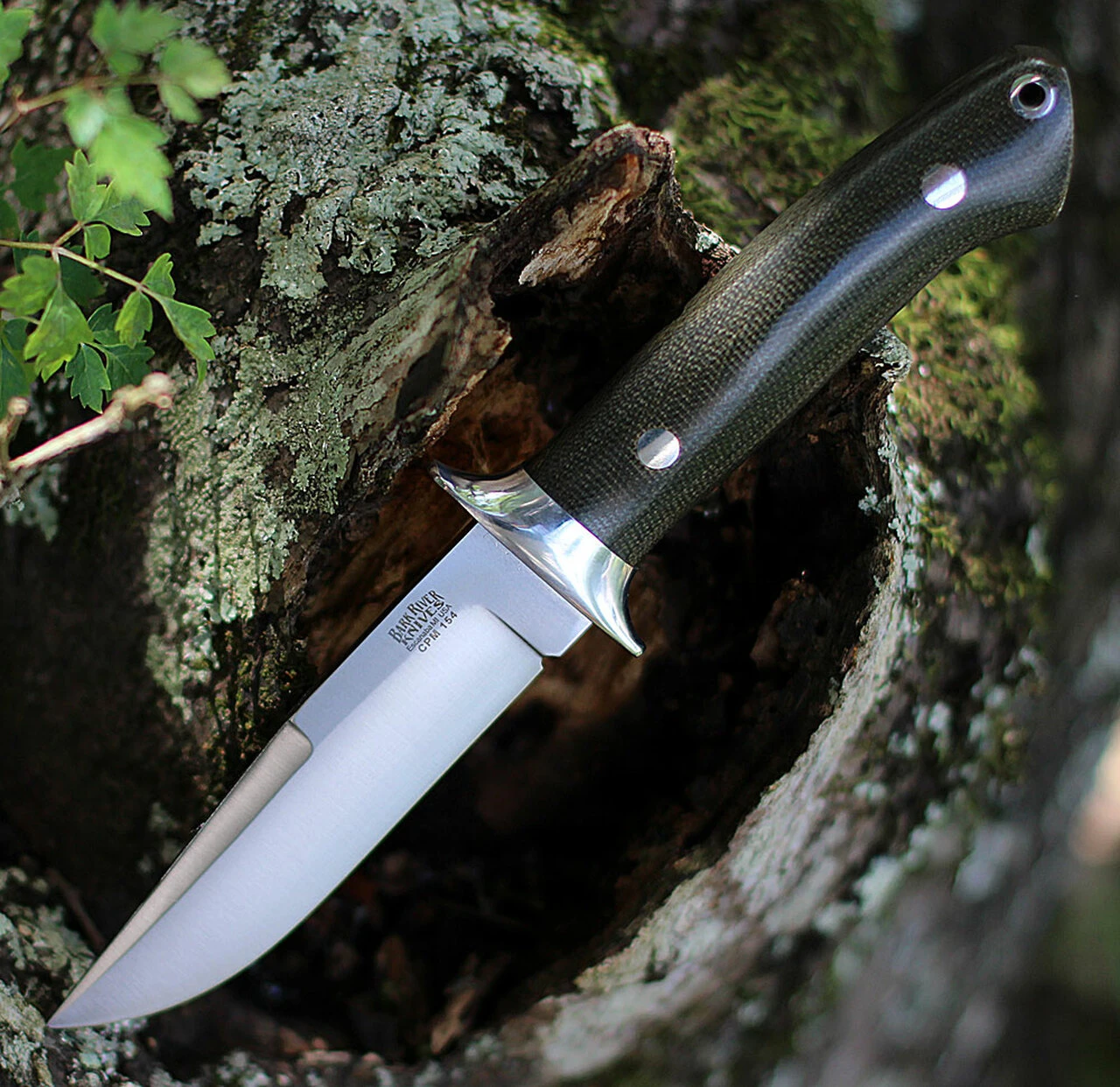 Bark River Knives Chute Knife 07152MGC, 4.25" CPM-154 Drop Point Plain Blade, Green Canvas Handle 1 Bark River Knives Chute Knife 07152MGC, 4.25" CPM-154 Drop Point Plain Blade, Green Canvas Handle