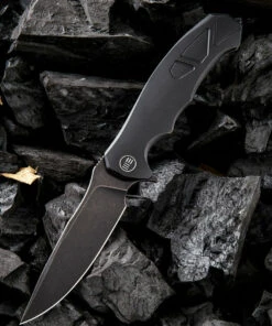 We Knife Co. We Knife Kellen Bogardus 37 Framelock Folder 910D, 4.07” Bohler M390 Black Stonewash Drop Point Plain Blade, Black Titanium Handle