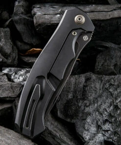 We Knife Co. We Knife Kellen Bogardus 37 Framelock Folder 910D, 4.07” Bohler M390 Black Stonewash Drop Point Plain Blade, Black Titanium Handle -Knifeworks Sales Store 102351KU 5 82255.1582139782