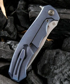 We Knife Co. We Knife Kellen Bogardus 37 Framelock Folder 910B, 4.07” Bohler M390 Bead Blast Drop Point Plain Blade, Blue Titanium Handle -Knifeworks Sales Store 10260234W 5 80374.1582141185