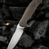 We Knife Co. We Knife Kellen Bogardus 37 Framelock Folder 901A, 4.07” Bohler M390 Bead Blast Drop Point Plain Blade, Bronze Titanium Handle
