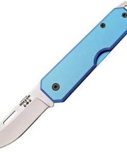 Bear and Son Bear & Son Large Slip Joint 110BL, 3 7/8" High Carbon Steel Plain Blade, Blue Aluminum Handle