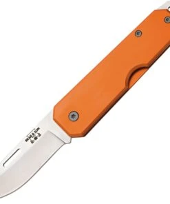 Bear and Son Bear & Son Large Slip Joint 110OR, 3 7/8" High Carbon Steel Plain Blade, Orange Aluminum Handle