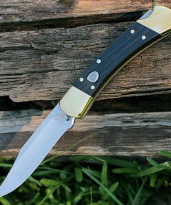 Buck Knives Buck 110BRSA Automatic Hunter, 3.75" 420HC SS Plain Blade, Ebony Dymondwood Handle