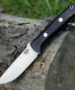 Bark River Knives Bark River 111MBU Bravo 1, 4.25" A-2 Plain Blade, Burgundy Canvas Micarta Handle, Leather Sheath