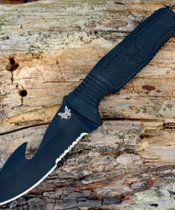 Benchmade Knives Benchmade 112SBK-BLK H2O Fixed Blade, 3.5" N680 Combo Blade, Black Santoprene Handle