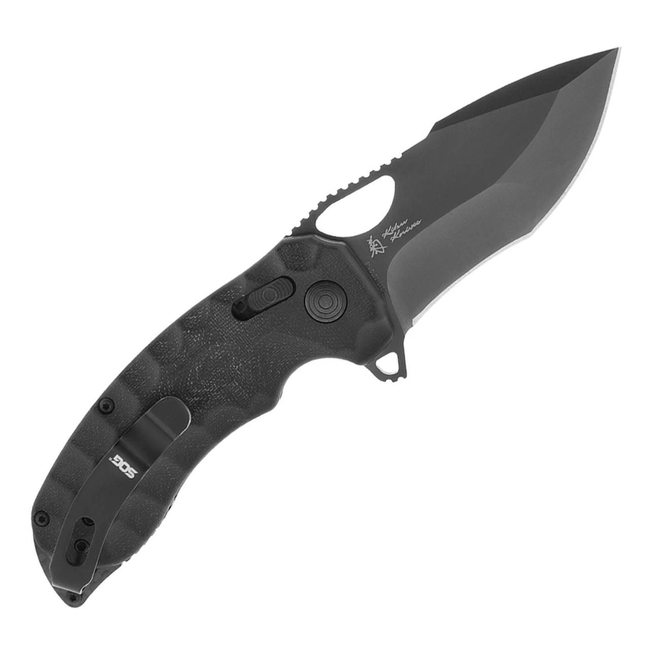 SOG Kiku LTE XR 12-27-04-57, 3.03" CTS-XHP Stainless Steel Black Plain Blade, Black Micarta Handles 2 SOG Kiku LTE XR 12-27-04-57, 3.03" CTS-XHP Stainless Steel Black Plain Blade, Black Micarta Handles - Image 2