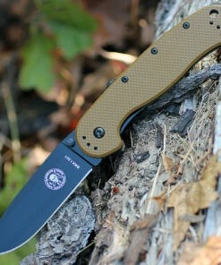 BRK Avispa 1302CBB, 3.5", Black D2 Steel, Plain Edge, Drop Point, Design by Esee Knives, Coyote Brown Nylon handles