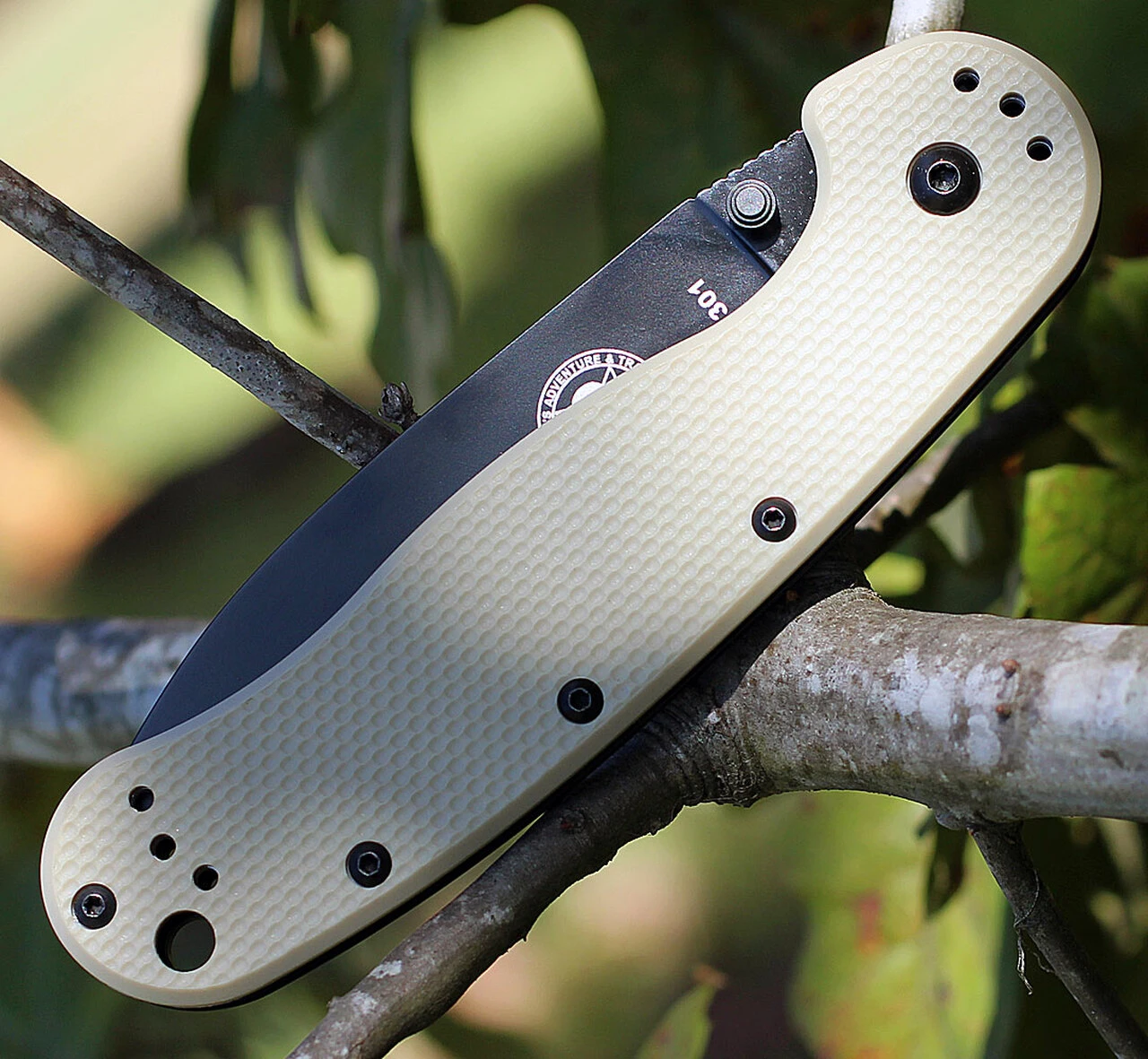 BRK Avispa 1302DTB, 3.5", Plain Edge, Drop Point, Black D2 Steel, Plain Edge, Design by Esee Knives, Desert Tan Nylon handles 2 BRK Avispa 1302DTB, 3.5", Plain Edge, Drop Point, Black D2 Steel, Plain Edge, Design by Esee Knives, Desert Tan Nylon handles - Image 2