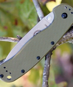 BRK Avispa 1302OD, 3.5", Stonewash D2 Steel, Plain Edge, Drop Point, Design by Esee Knives, OD Green Nylon handles -Knifeworks Sales Store 1302od.3 08945.1566585876
