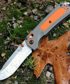 Benchmade Knives Benchmade Hunt 15061 Grizzly Ridge, 3.5" CPM-S30V Plain Blade, Gray/Orange Grivory Handle