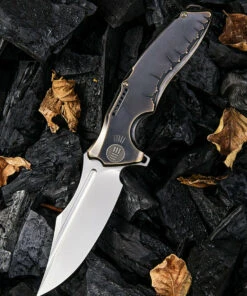 We Knife Co. We Knife Chimera Framelock Folder 814A, 3.9” CPM S35VN Satin Clip Point Plain Blade, Black and Bronze Titanium Handle