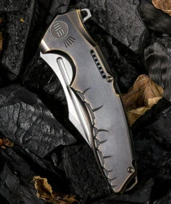 We Knife Co. We Knife Chimera Framelock Folder 814A, 3.9” CPM S35VN Satin Clip Point Plain Blade, Black and Bronze Titanium Handle -Knifeworks Sales Store 1532499810421823 67688.1582302377