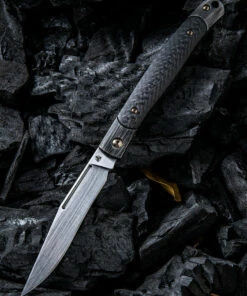 We Knife Co. We Knife Gentry Slip Joint Folder 902A, 3.45” CPM-S35VN Satin Clip Point Plain Blade, Black Carbon Fiber Handle