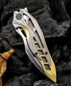 We Knife Co. We Knife Arrakis Framelock Folder 906C, 3.45” Bohler M390 Satin Wharncliffe Plain Blade, Gold and Gray Titanium Handle 6 We Knife Co. We Knife Arrakis Framelock Folder 906C, 3.45” Bohler M390 Satin Wharncliffe Plain Blade, Gold and Gray Titanium Handle -Knifeworks Sales Store 1548053488412222 10890.1582145634
