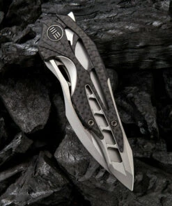 We Knife Co. We Knife Arrakis Framelock Folder 906CFC, 3.45” Bohler M390 Stainless Wharncliffe Plain Blade, Titanium Inlay Carbon Fiber Handle -Knifeworks Sales Store 1552901478178700 05076.1582143998