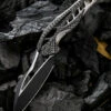We Knife Co. We Knife Arrakis Framelock Folder 906CFD, 3.45” Bohler M390 Wharncliffe Black Stonewash Plain Blade, Titanium Inlay Carbon Fiber Handle