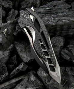 We Knife Co. We Knife Arrakis Framelock Folder 906CFD, 3.45” Bohler M390 Wharncliffe Black Stonewash Plain Blade, Titanium Inlay Carbon Fiber Handle -Knifeworks Sales Store 1552901595813466 10848.1582142859