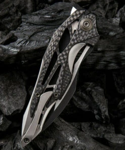 We Knife Co. We Knife Arrakis Framelock Folder 906CFD, 3.45” Bohler M390 Wharncliffe Black Stonewash Plain Blade, Titanium Inlay Carbon Fiber Handle -Knifeworks Sales Store 1552901599687322 57413.1582142859