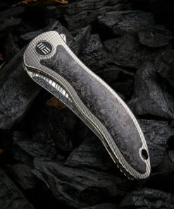 We Knife Co. We Knife Synergy 2 Framelock Folder 912CFDS2, 3.49" Heimskringla Damasteel Tanto Plain Blade, 6AL4V Titanium with Shredded Carbon Fiber Inlay Handle -Knifeworks Sales Store 1575253517522538 21090.1582054041