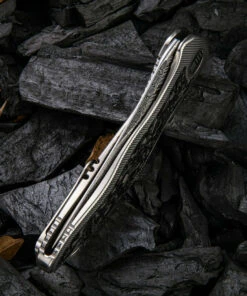 We Knife Co. We Knife Synergy 2 Framelock Folder 912CFDS2, 3.49" Heimskringla Damasteel Tanto Plain Blade, 6AL4V Titanium with Shredded Carbon Fiber Inlay Handle -Knifeworks Sales Store 1575253526852160 10628.1582054041