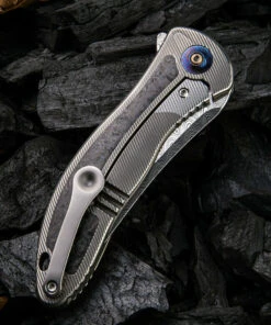 We Knife Co. We Knife Synergy 2 Framelock Folder 912CFDS1, 3.49" Heimskringla Damasteel Tanto Plain Blade, 6AL4V Titanium with Shredded Carbon Fiber Inlay Handle -Knifeworks Sales Store 1575253664176375 94965.1582055194