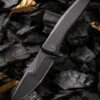 We Knife Co. We Knife Scoppio Framelock Folder 923D, 3.63" CPM-20CV Black Stonewash Drop Point Plain Blade, Black Titanium Handle