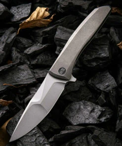 We Knife Co. We Knife Scoppio Framelock Folder 923B, 3.63" CPM-20CV Stonewash Drop Point Plain Blade, Gray Titanium Handle