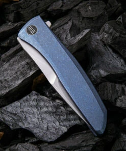 We Knife Co. We Knife Scoppio Framelock Folder 923A, 3.63" CPM-20CV Stonewash Drop Point Plain Blade, Blue Titanium Handle -Knifeworks Sales Store 1575254679347004 64885.1582049810