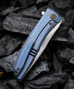 We Knife Co. We Knife Scoppio Framelock Folder 923A, 3.63" CPM-20CV Stonewash Drop Point Plain Blade, Blue Titanium Handle -Knifeworks Sales Store 1575254682523383 90062.1582049810