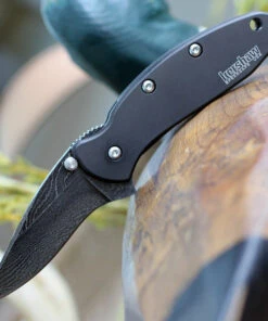 Kershaw Knives Kershaw Chive Framelock A/O Dam KS1600DAMBK, 1.9" Damascus Plain Blade, Black 2Cr13 Stainless Handle