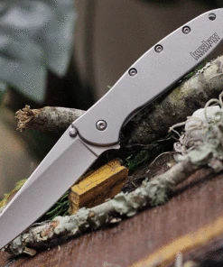 Kershaw Knives Kershaw Random Leek 1660R, 3" Sandvik 14C28N Bead Blasted Reverse Tanto Blade, Stainless Steel Handle