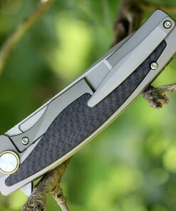 Bestech T1706B Predator, 3.6" CPM-S35VN Plain Blade, Gray Titanium Handle w/Carbon Fiber Inlay -Knifeworks Sales Store 1706b.2 48762.1566585959