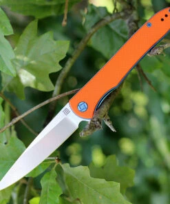 Artisan Cutlery Artisan ATZ1707POE Shark, 3.94" D2 Steel Plain Blade, Orange G-10 Handle