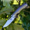 Bestech BT1708A Tercel, 3.5" CPM-S35VN Stonewash Plain Blade, Blue/Gold Titanium Handle