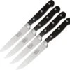 Hen & Rooster HRI008 Four Piece Steak Knife Set, 4.75" 440A Stainless Plain Blade, Stainless Guard, Black Bakelite Handle