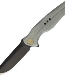 We Knife Co. We Knife Model 601 Framelock Folder 601C, 3.7" CPM-S35VN Black and Satin Drop Point Plain Blade, Green Titanium Handle