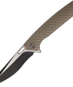 We Knife Co. We Knife Model 604 Folder 604L, 3.8" CPM-S35VN Black Two-Tone Drop Point Plain Blade, Bronze Dragon Scale Titanium Handle