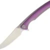 We Knife Co. We Knife Model 704 Linerlock Folder 704A, 3.6” Bohler M390 Satin Trailing Point Plain Blade, Purple Anodized Textured Titanium Over Titanium Handle