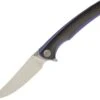 We Knife Co. We Knife Model 704 Linerlock Folder 704CFB, 3.6” Bohler M390 Satin Trailing Point Plain Blade, Black Carbon Fiber Over Blue Titanium Handle