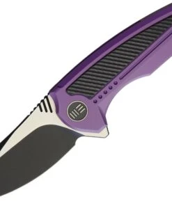 We Knife Co. We Knife Valiant Folder 717A, 3" CPM S35VN Black Stonewash Two-Tone Clip Point Plain Blade, Green Titanium with Carbon Fiber Inlay Handle