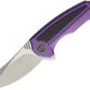 We Knife Co. We Knife Valiant Folder 717B, 3" CPM S35VN Stonewash Clip Point Plain Blade, Purple Titanium with Carbon Fiber Inlay Handle