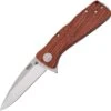 SOG TWI24CP Twitch XL Lockback Folder, 3.25"Spring Assisted AUS-8 Satin Drop Point Plain Blade, Rosewood Wooden Handle
